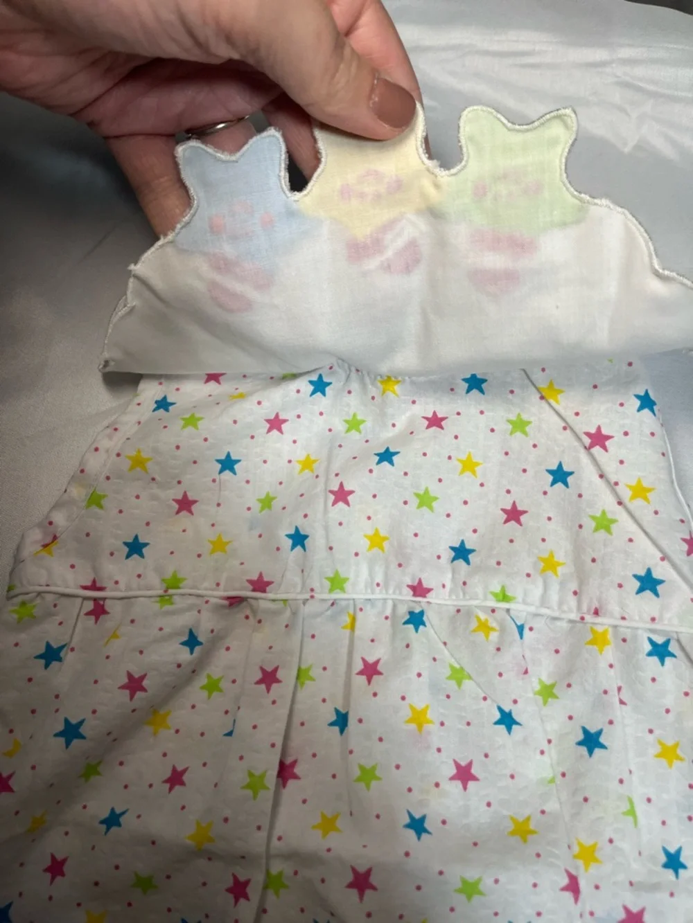 Vintage Dainty Delights Smocked Star Bubble Romper 12M Colorful Baby Girl‎